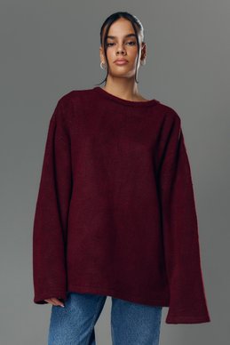 Burgundy knitted jumper with open back
