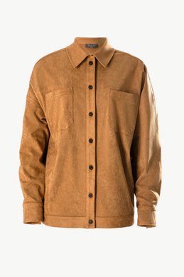 Куртка-рубашка с экозамши в оттенке кемел