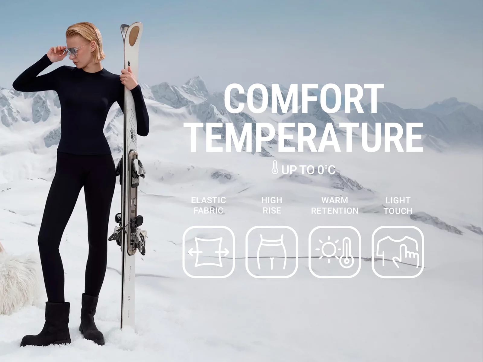 Черные базовые термо-легинсы на флисе фотография 1