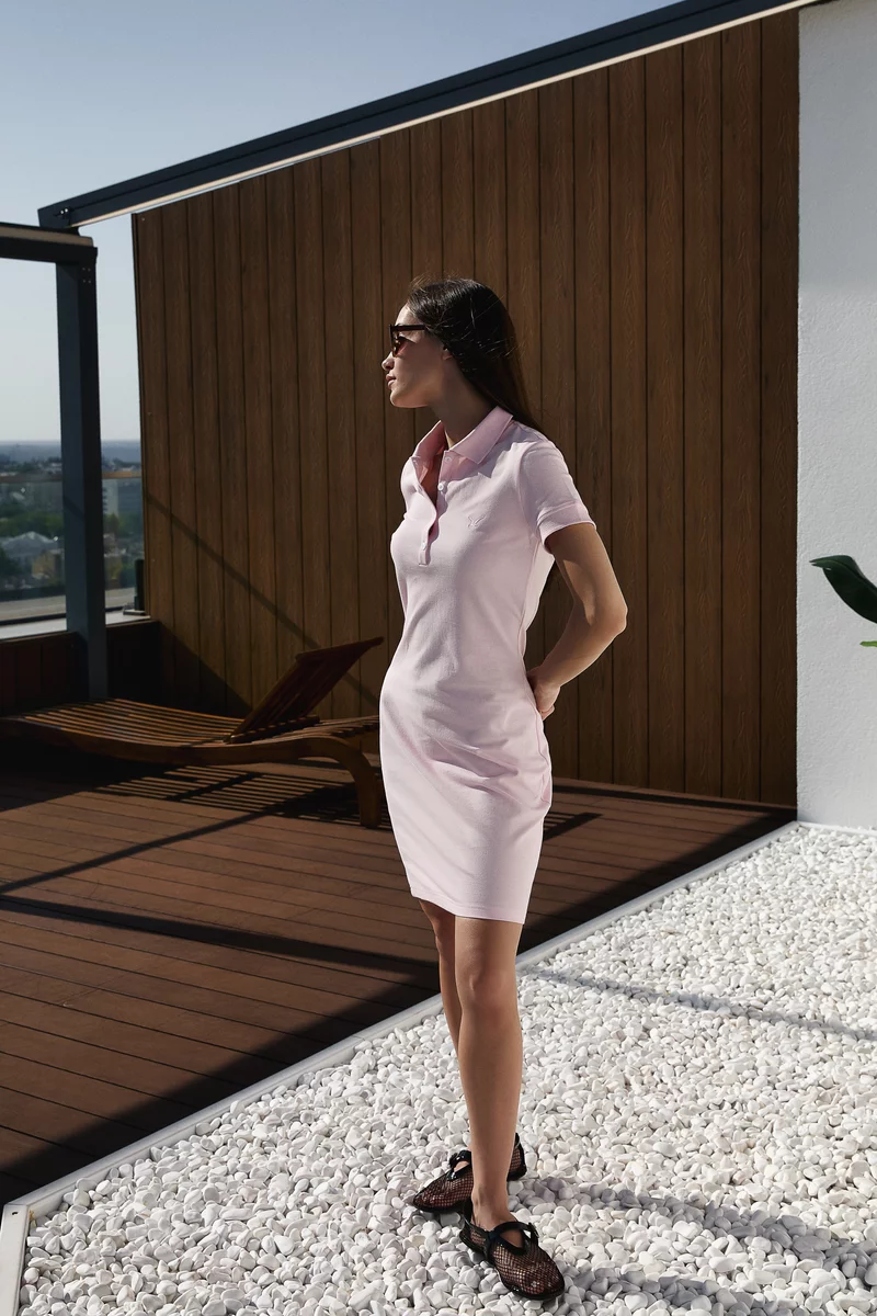 Pink knitted mini polo dress photo 2