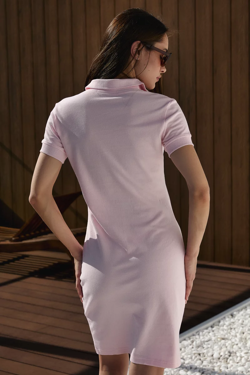 Pink knitted mini polo dress photo 5
