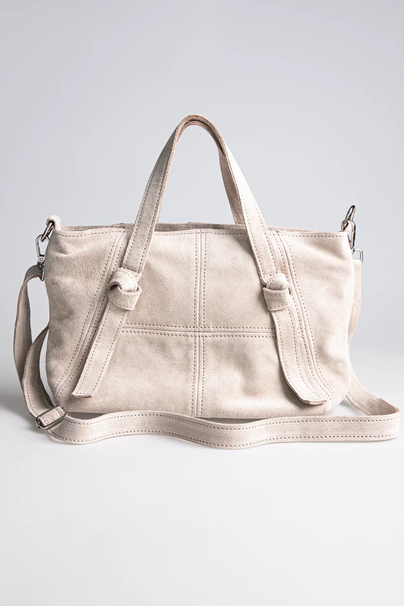 Natural suede bag in a cream-beige shade photo 1