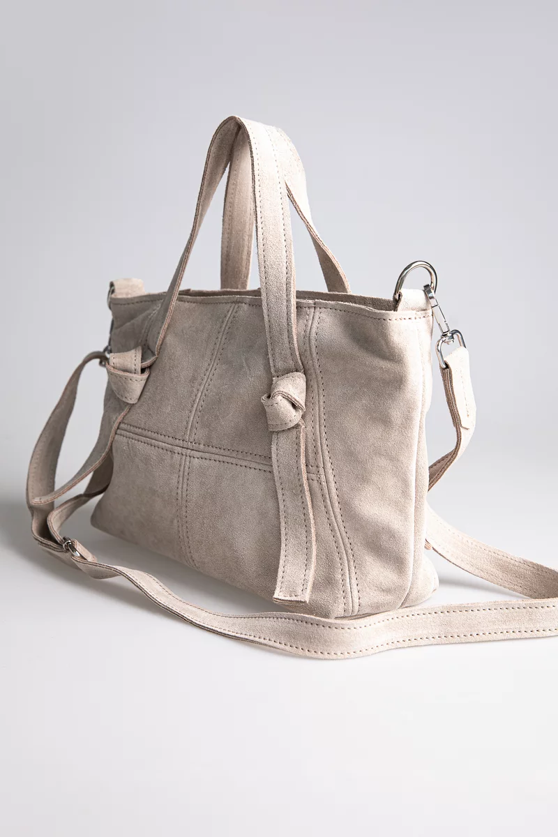 Natural suede bag in a cream-beige shade photo 2