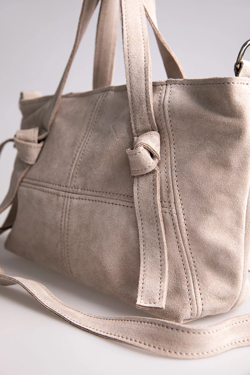Natural suede bag in a cream-beige shade photo 3