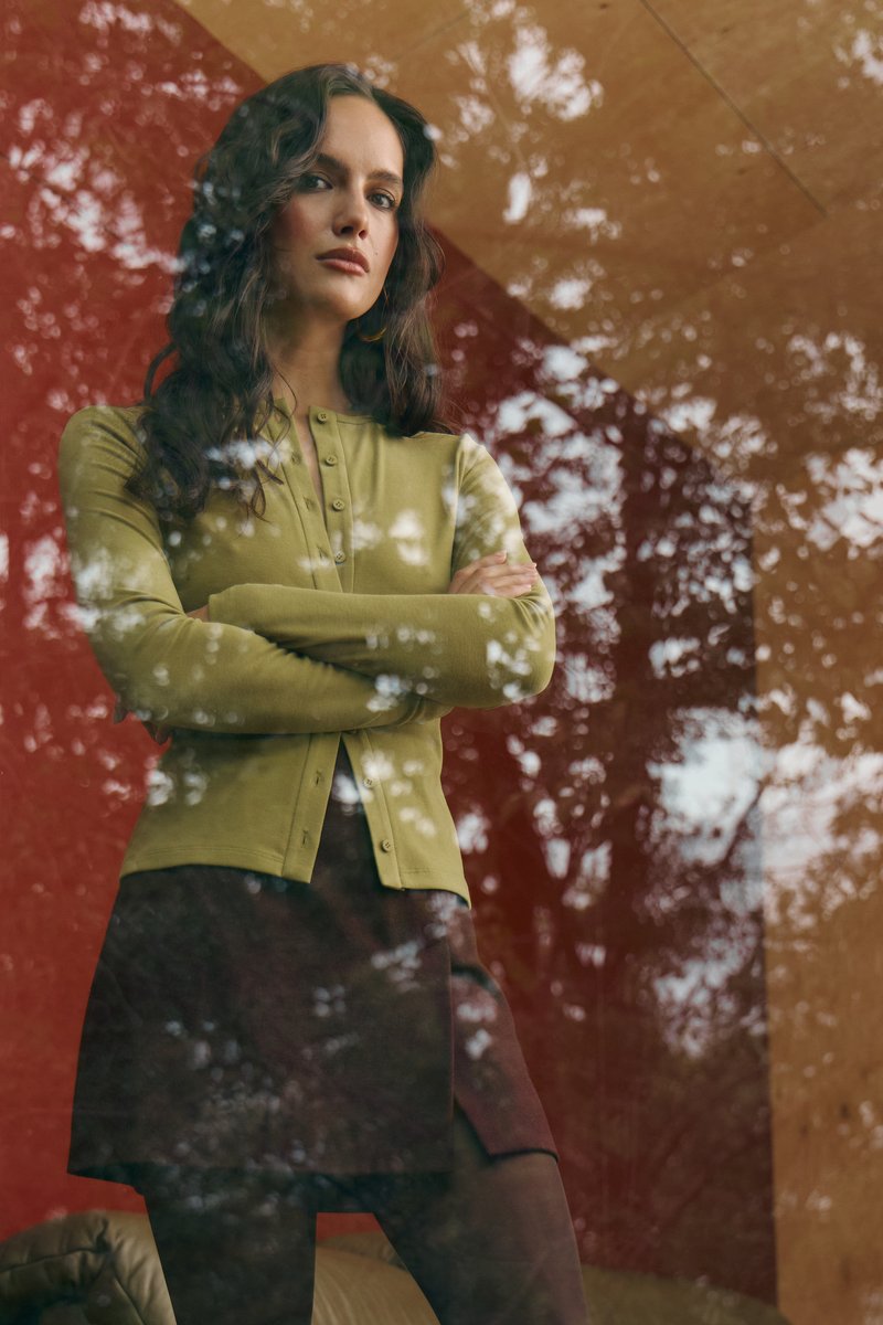 Коричневая юбка мини с добавлением шерсти фотография 1