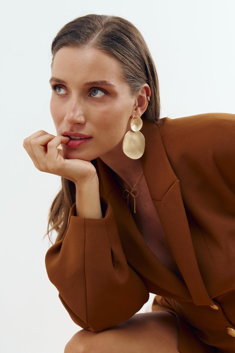 

Золотисті сережки подвійний овал