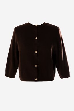 Old Money style cardigan in chocolate shade