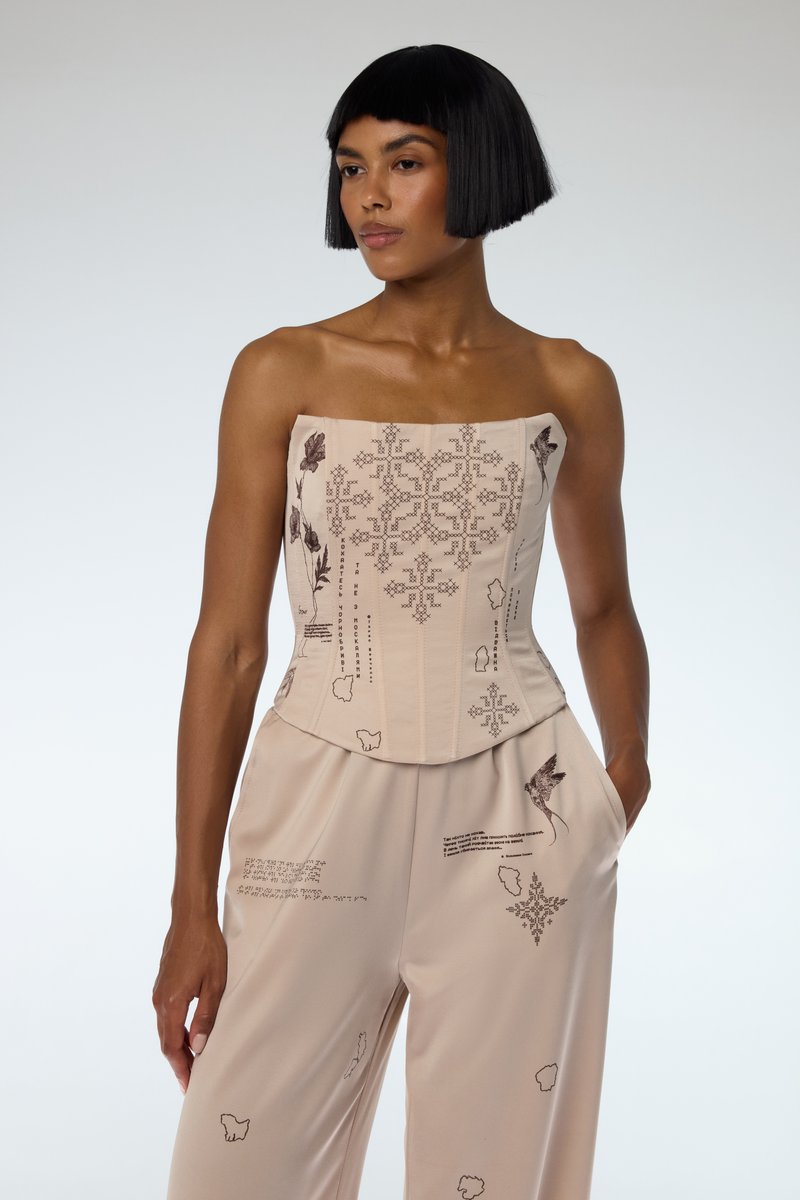 

Бежевий сатиновий корсет Душа