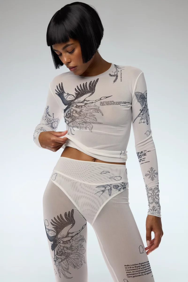Milky longsleeve made of stretch mesh Dusha photo 2