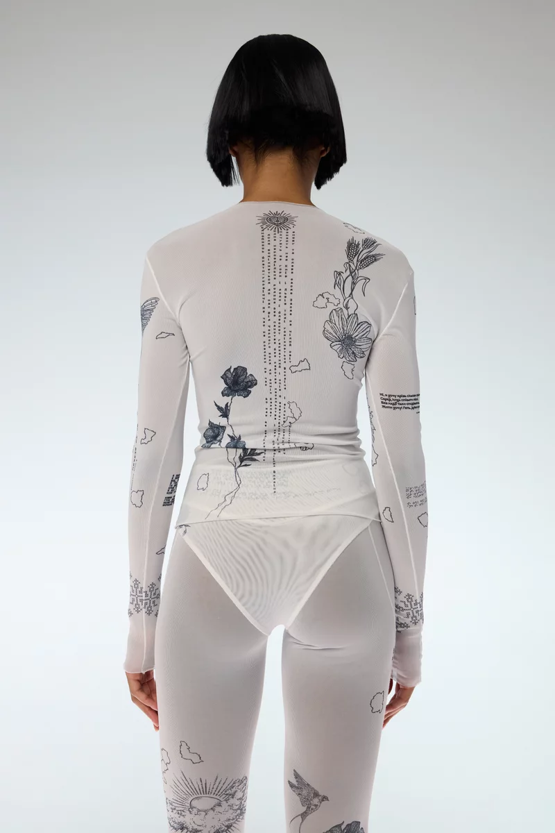 Milky longsleeve made of stretch mesh Dusha photo 4
