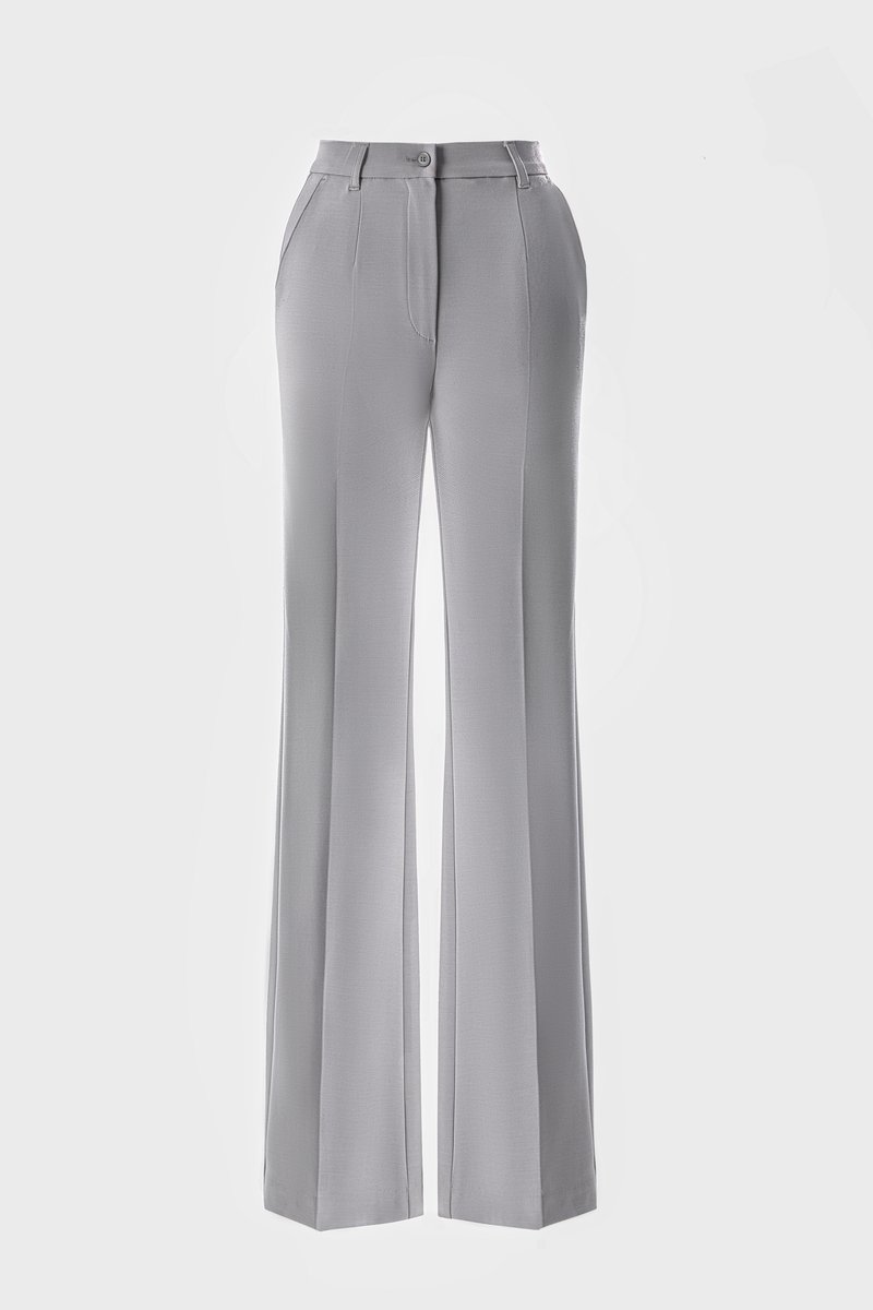 

Сірі штани-кльош із високою талією