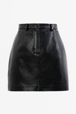Черная юбка мини из экокожи