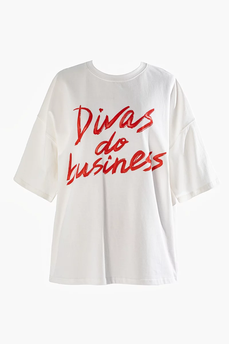 Молочная футболка оверсайз Divas do business фотография 1
