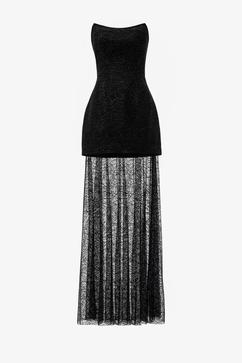 Черный комплект из платья мини и юбки фотография 5