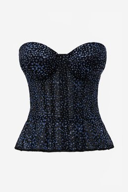 Темно-синий корсет-бюстье на косточках