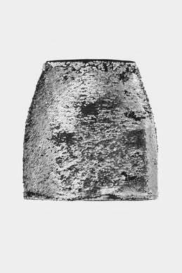 Серебристая юбка мини с пайетками