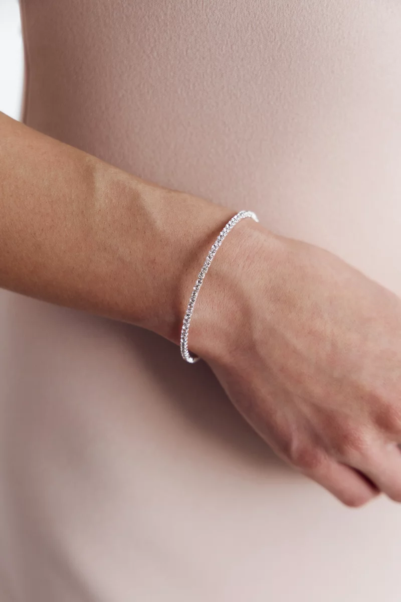 Сріблястий браслет зі стразами фотографія 2