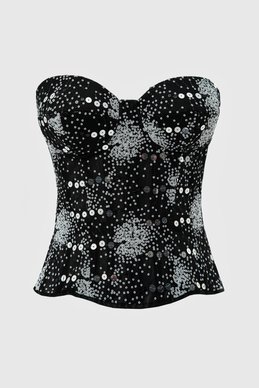 Черно-белый корсет-бюстье с пайетками