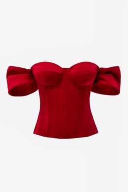 Красный сатиновый корсет с отстегивающимися рукавами