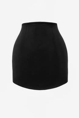 Черная сатиновая юбка мини с моделирующими вставками