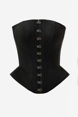 Черный сатиновый корсет с баской
