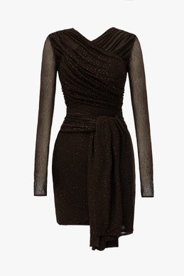 Коричневое платье мини со стразами