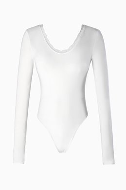 Milky knit bodysuit with lace