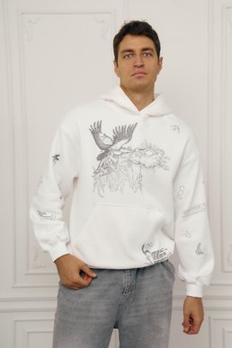 Молочный мужской худи оверсайз Душа на флисе