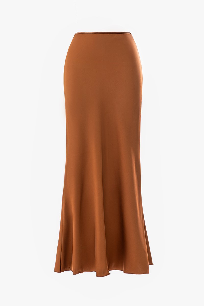 

Спідниця максі зі штучного шовку у відтінку кемел