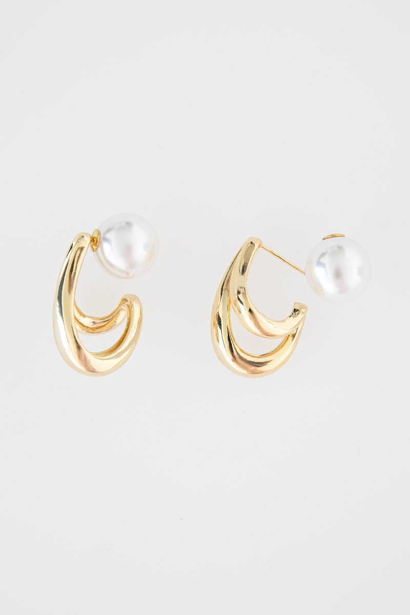 Золотистые серьги с застежкой-жемчужиной фотография 1