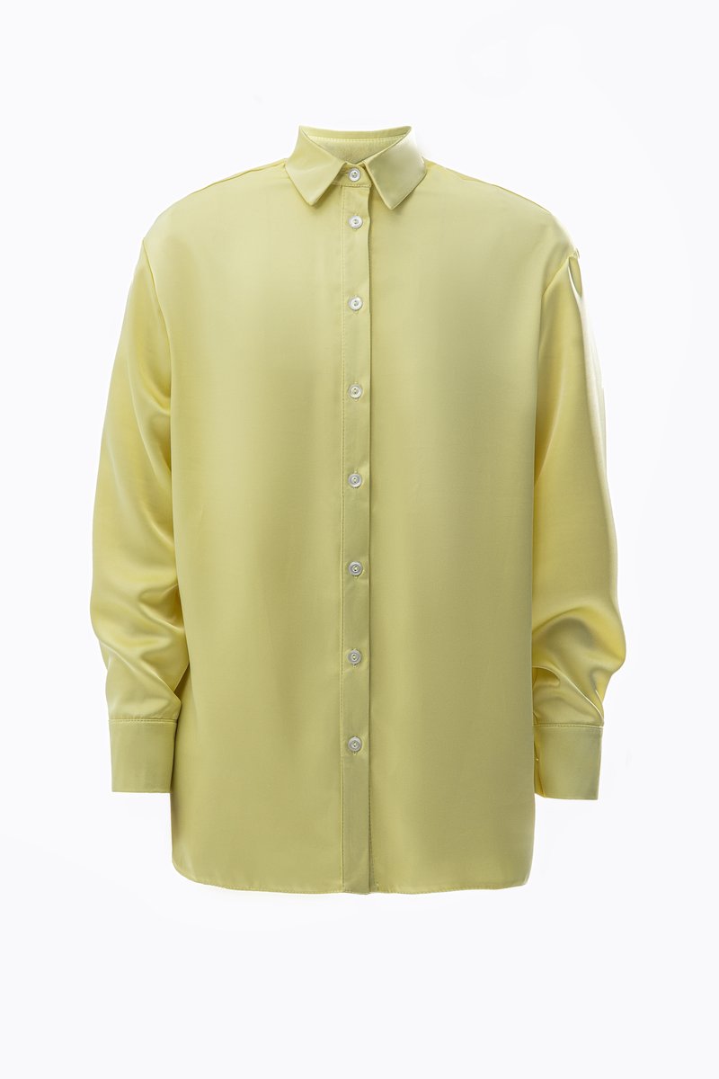 

Жовта сорочка оверсайз зі штучного шовку