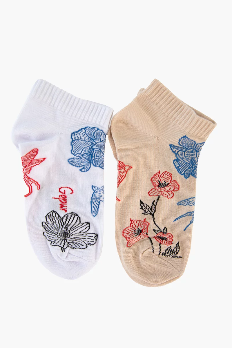 Set of white and beige short socks Dusha photo 1