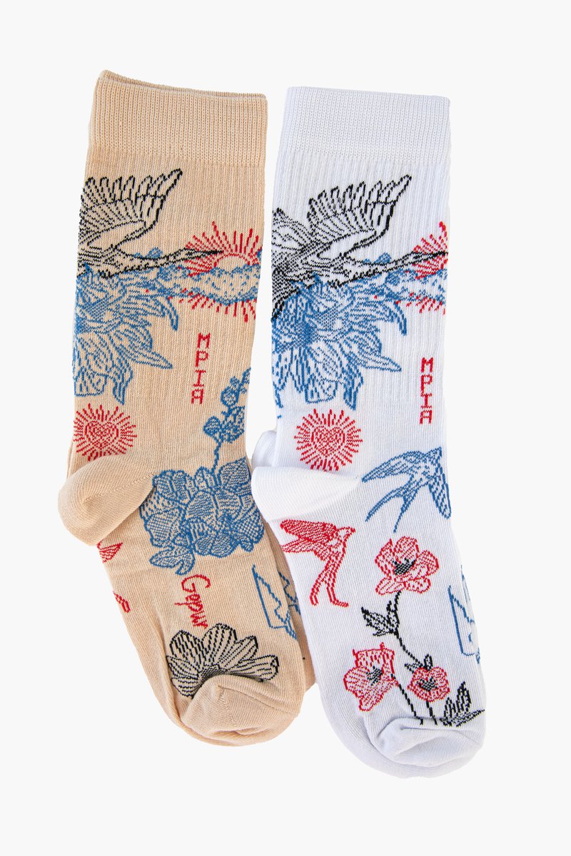 

Набір із високих білих та бежевих шкарпеток Душа