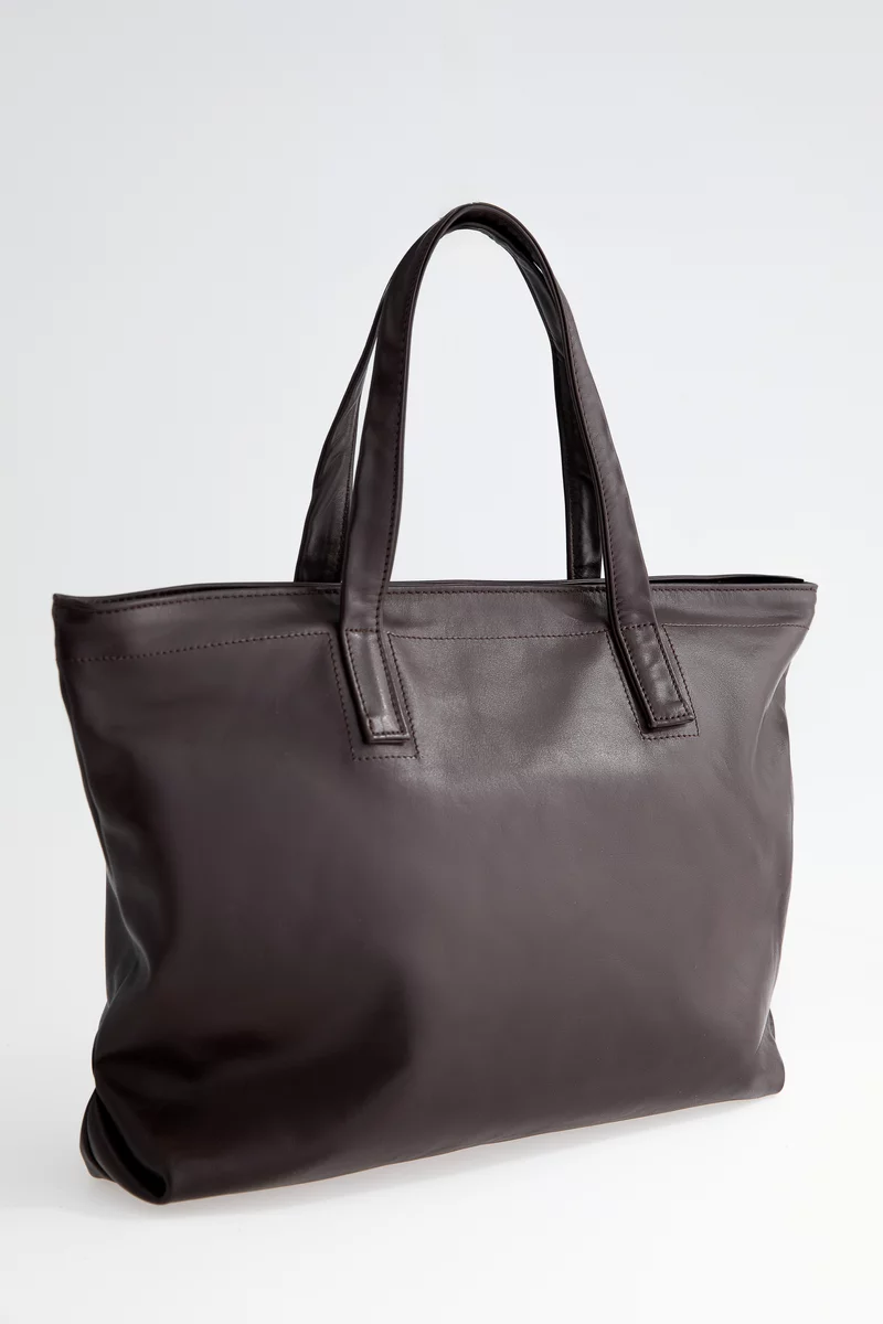 Chocolate-colored genuine leather bag photo 1