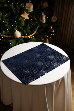 Blue velour placemat with sequins 35x50 cm