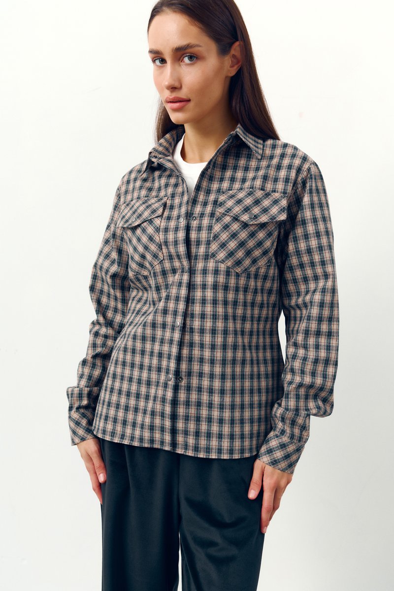 

Зелена фланелева сорочка на кнопках