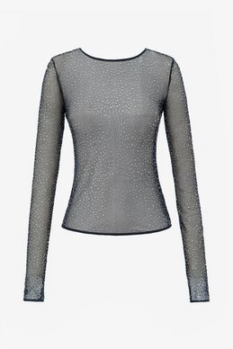 Темно-синий лонгслив со стразами