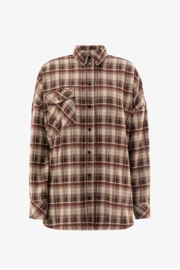 Клетчатая рубашка оверсайз с принтом Душа на спине