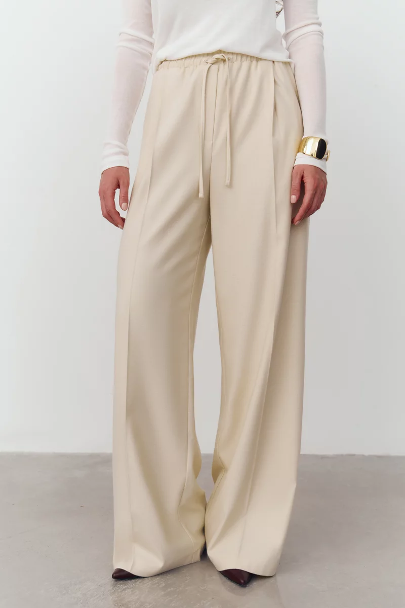 Молочные штаны-палаццо на завязке Молочные штаны-палаццо на завязке фотография 3