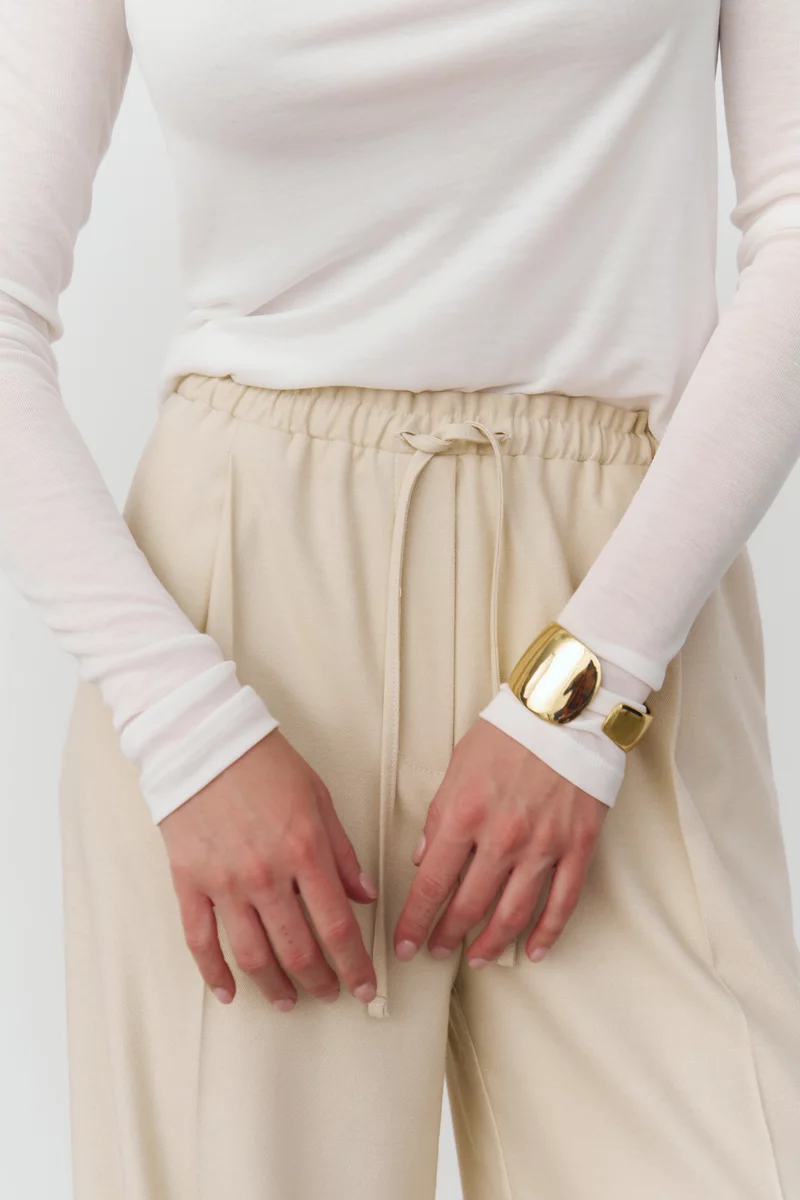 Молочные штаны-палаццо на завязке Молочные штаны-палаццо на завязке фотография 5