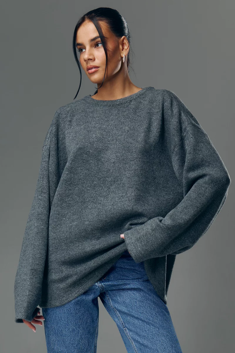 Gray knitted jumper with open back photo 4