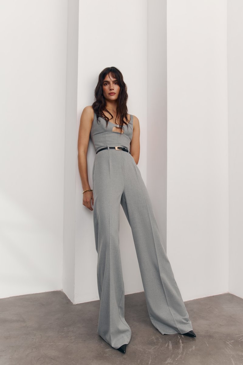 Сірий комбінезон зі штанами із костюмної тканини фотографія 1