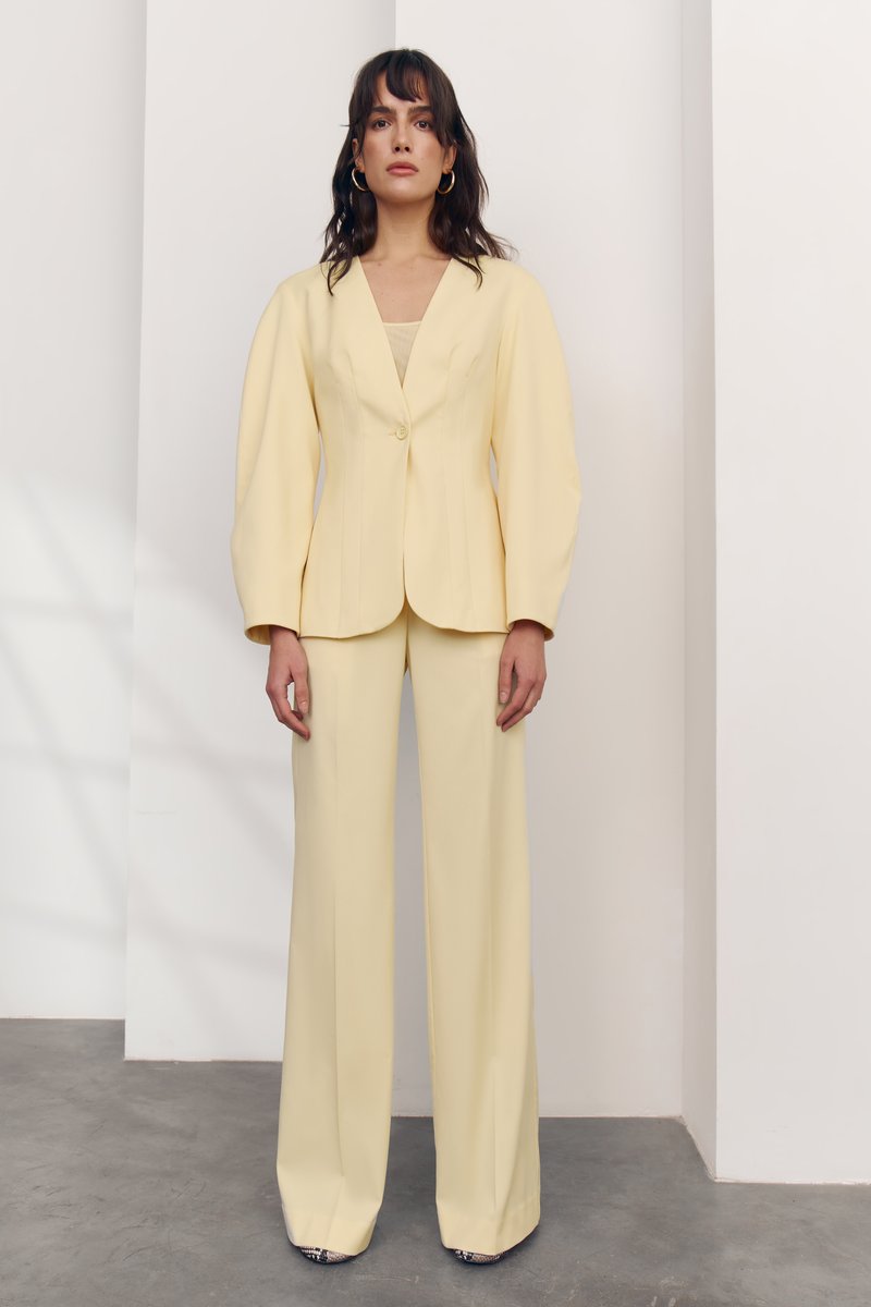 Желтые штаны-палаццо с высокой талией фотография 1