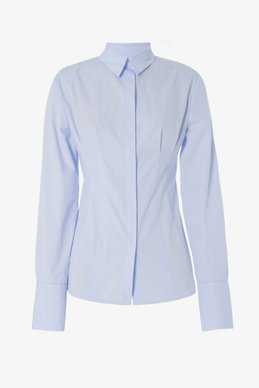 Голубая рубашка с акцентной открытой спиной