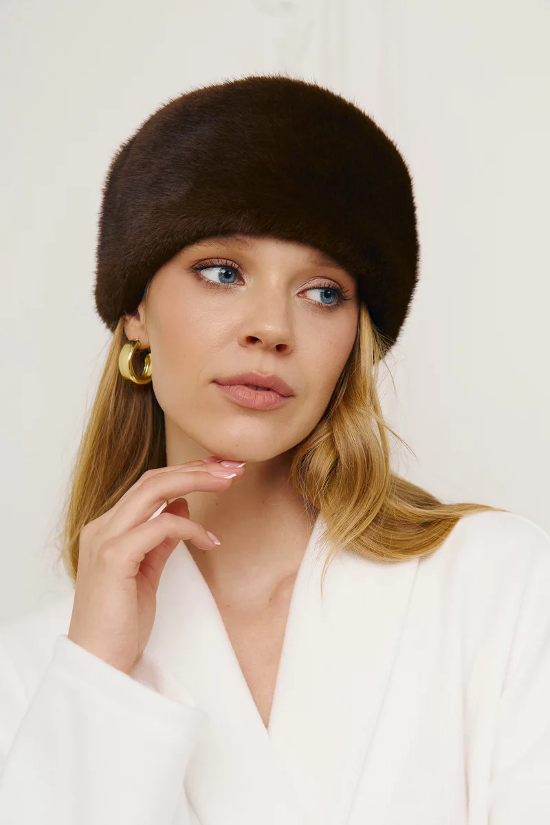 Повязка из искусственного меха в шоколадном оттенке фотография 2