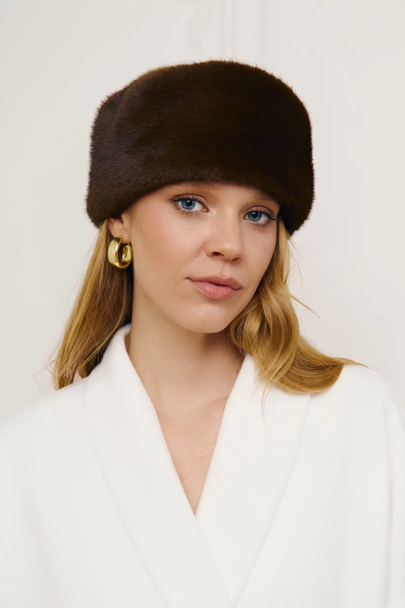 Повязка из искусственного меха в шоколадном оттенке фотография 5