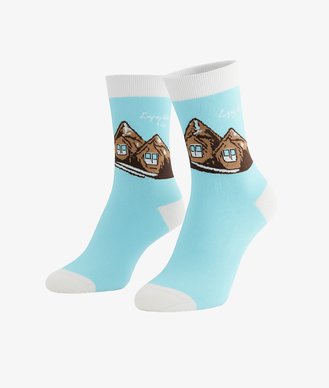 Голубые хлопчатобумажные носки с горнолыжным принтом