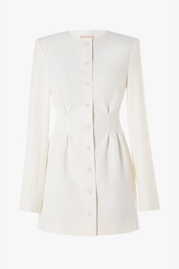 Молочний комплект із сукні міні та спідниці із костюмної тканини