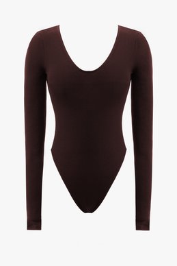 Basic knit bodysuit in wine color