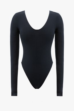 Basic knit bodysuit in navy blue
